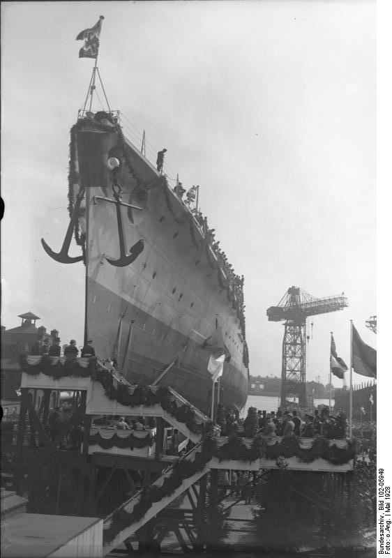Botadura del Crucero Ligero Köln el 23 de mayo de 1928