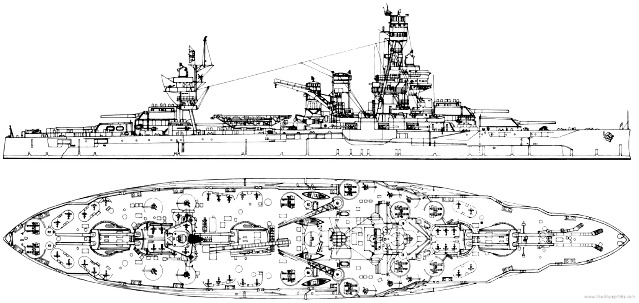Esquema del USS Texas BB-35