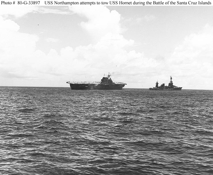 El USS Northampton durante la Batalla de Santa Cruz, Octubre de 1942