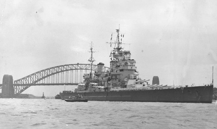 En 1945, el HMS Duke of York en Sydney, Australia