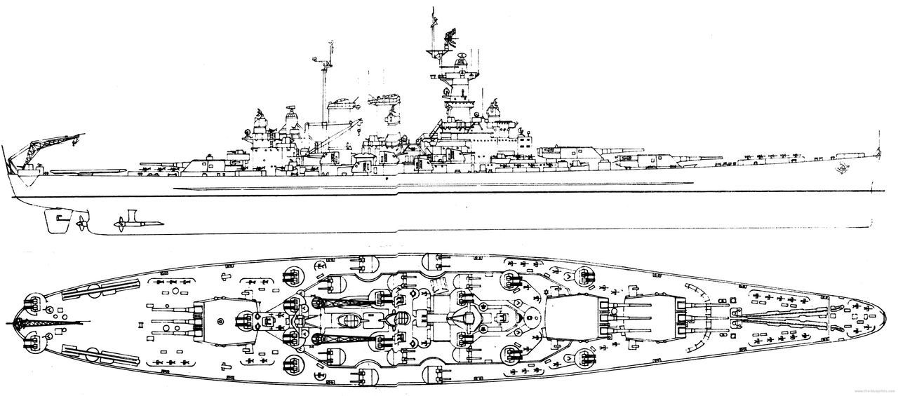 Esquema del USS North Carolina BB-55