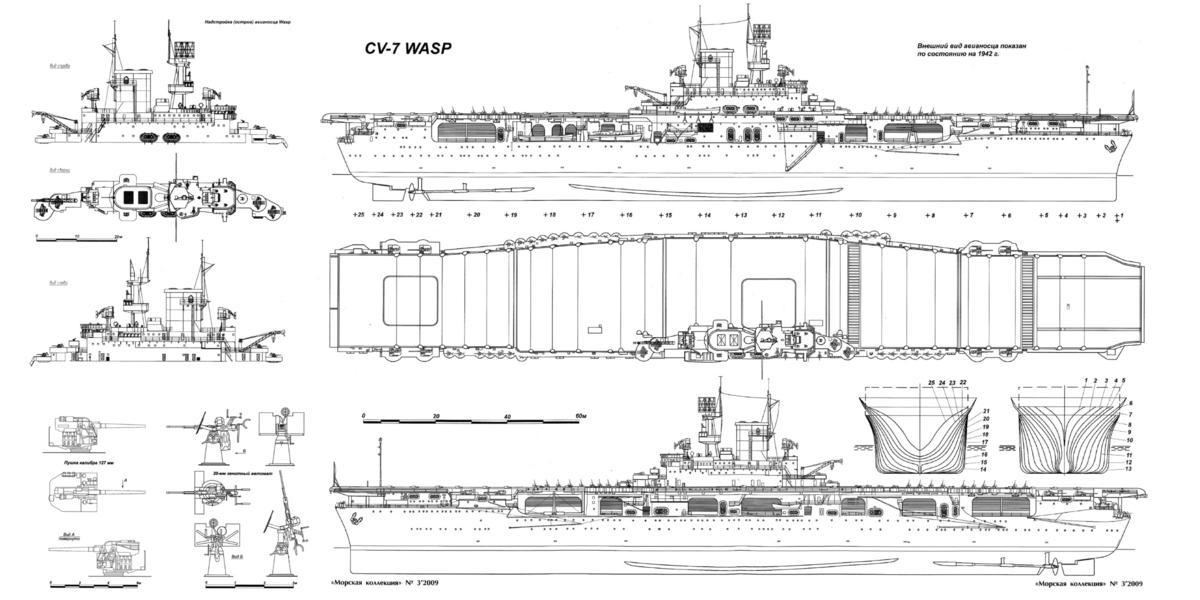 Esquema del USS Wasp CV -7