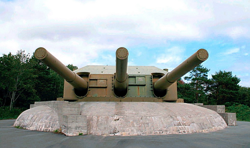 Imagen actuales de la batería Austratt, Orland, instalada en Noruega por los alemanes aprovechando la torre C del Gneisenau