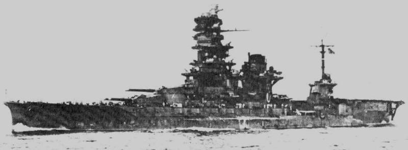 El IJN Ise después de su conversión, el 19 de Noviembre de 1943