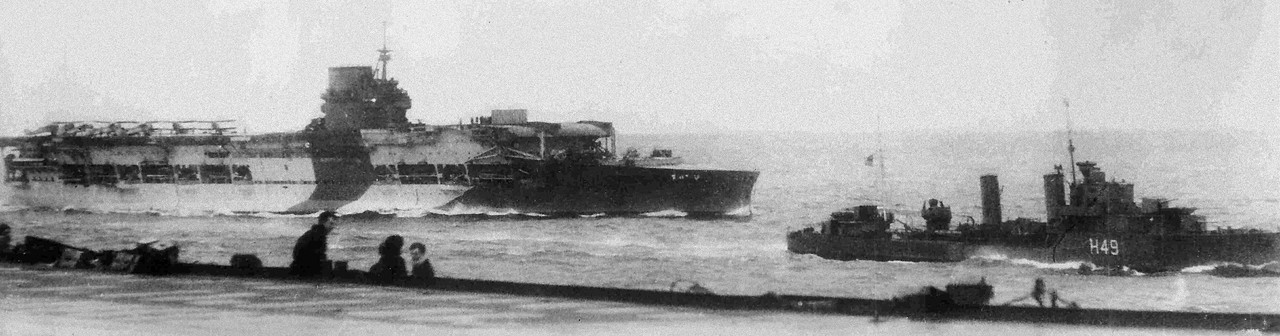 Última fotografía del HMS Glorious en la mañana del 8 de junio de 1940