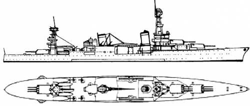 Esquema del USS Northhampton CA-26