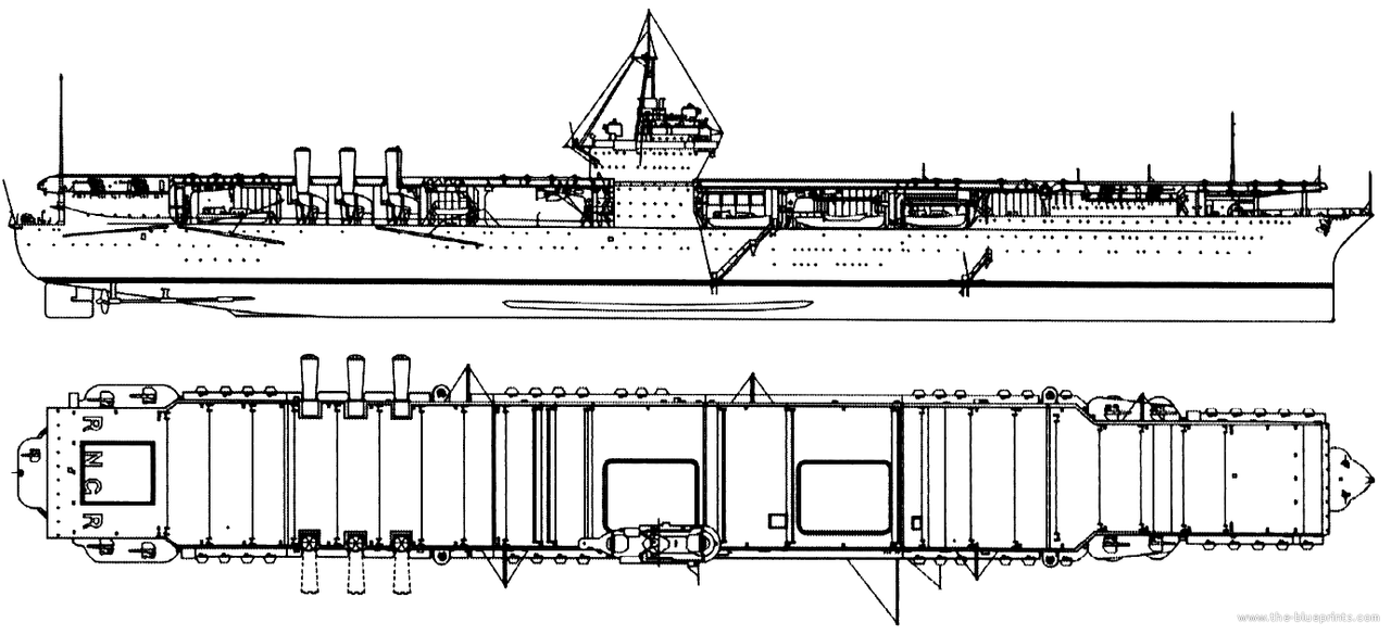 Esquema del USS Ranger CV-4