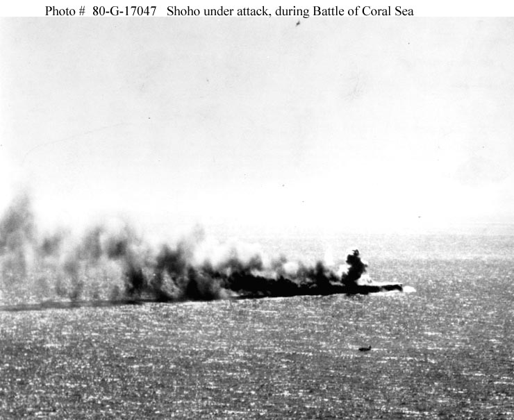 El Shoho bajo ataque durante la Batalla del mar de Coral