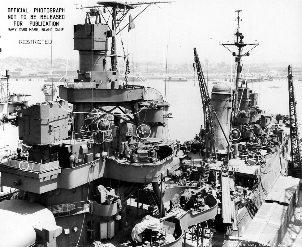 USS Pensacola CA 24 en Mare Island el 29 de junio de 1945