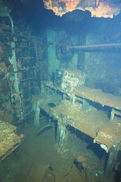 Vista submarinas del USS Saratoga en la actualidad