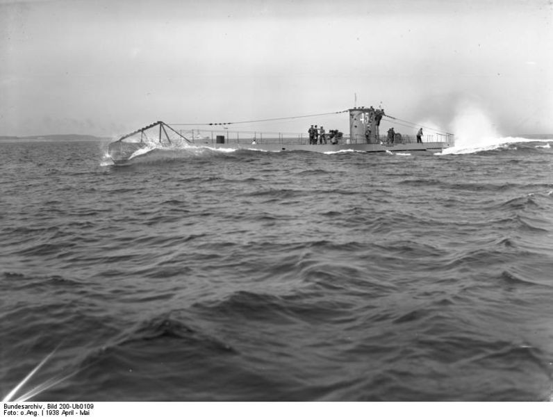 Pruebas de velocidad del U-45 en 1938