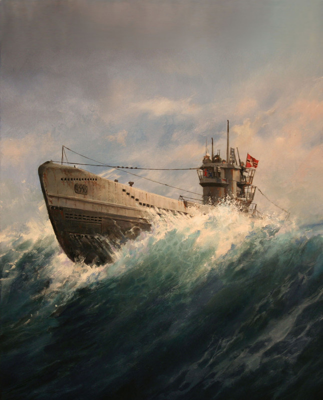 Pintura de un U-boot por Ferrer Dalmau