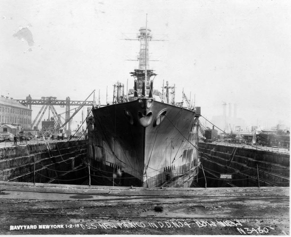 El USS New Mexico en construcción, el 2 de Febrero de 1918