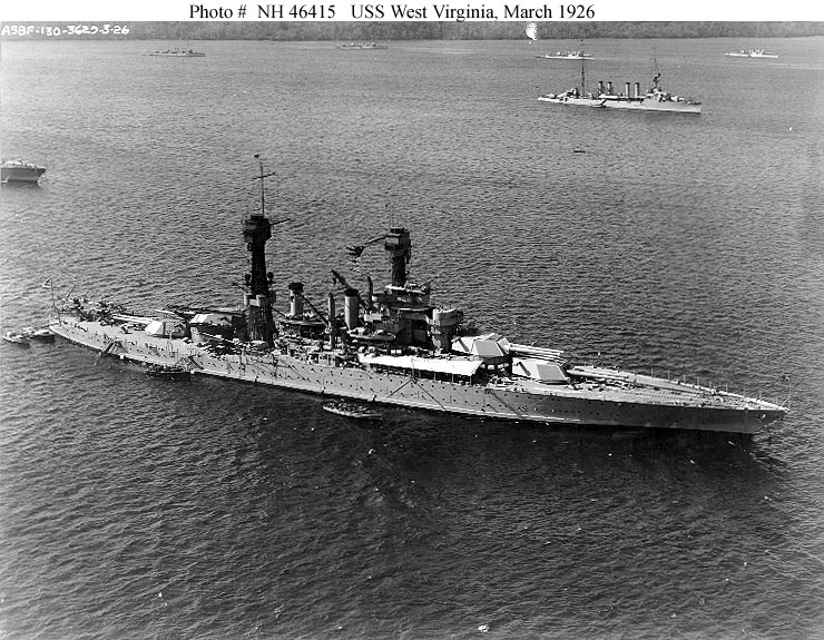 El USS West Virginia BB-48 fotografiado en marzo de 1926