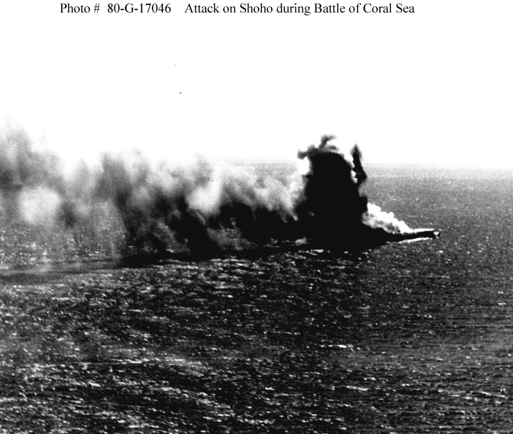 Ataque del Shoho durante la Batalla del Mar de Coral