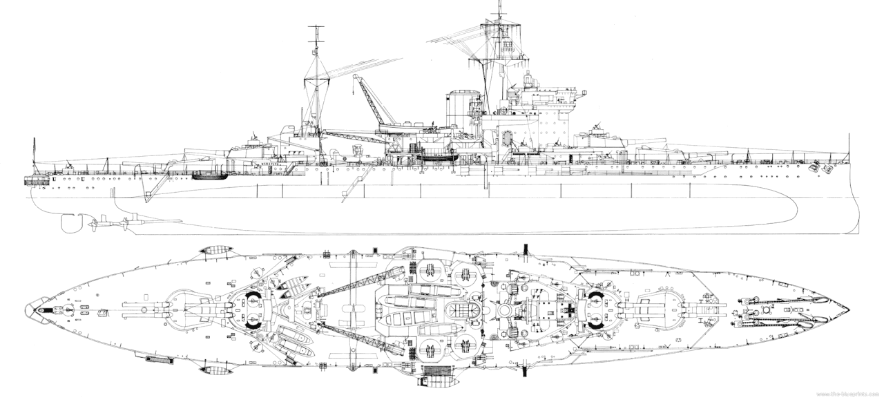 Perfil del HMS Warspite