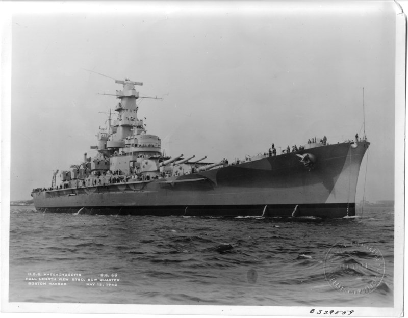 USS Massachusetts BB-59, Boston 1942