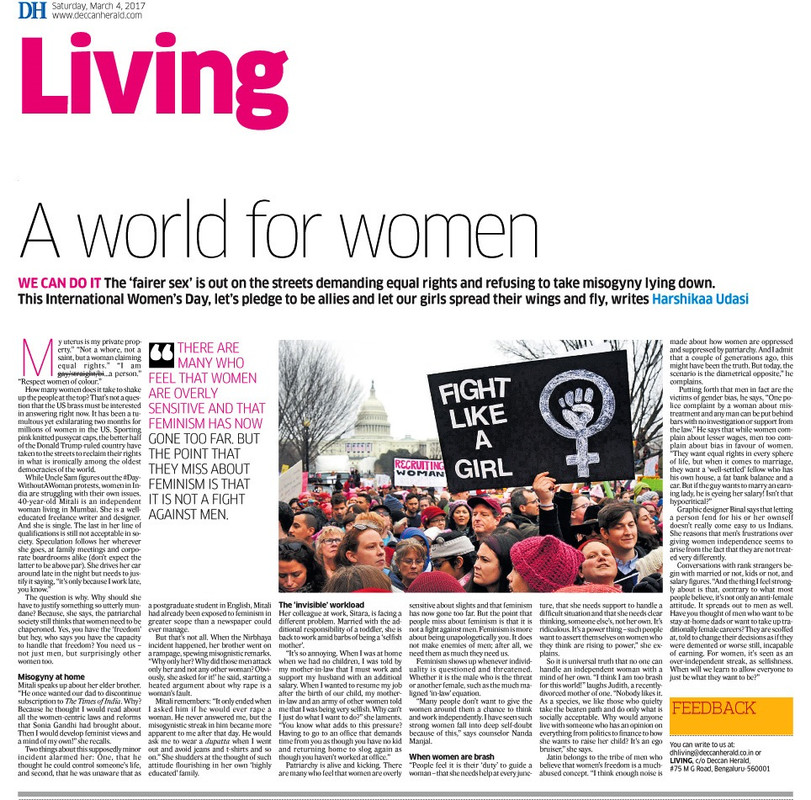 Womens Day- Deccan Herald - Harshikaa Udasi