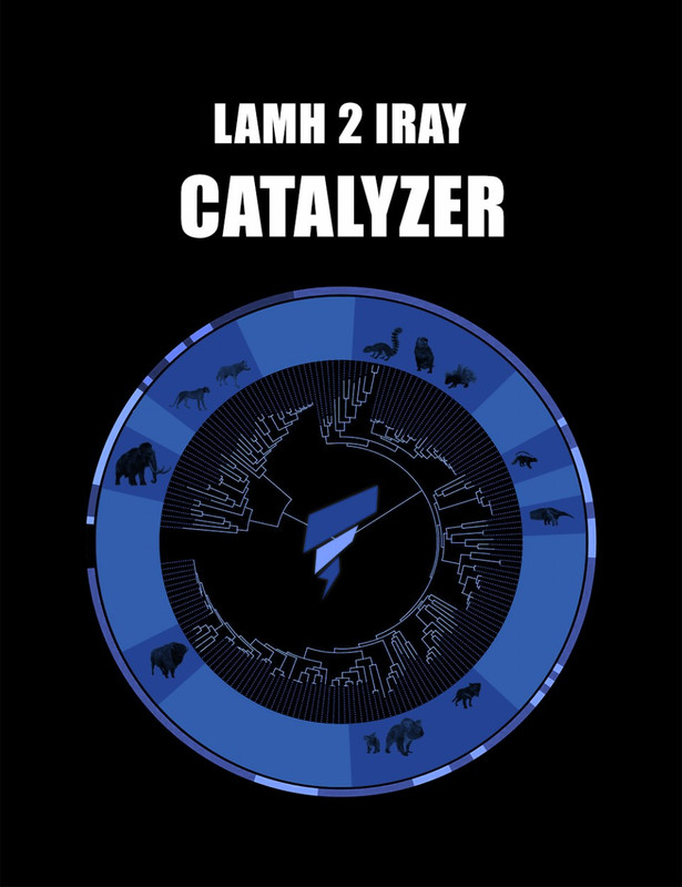 it reads LAMH 2 Iray Catalyzer with a black background and a purple circle in middle