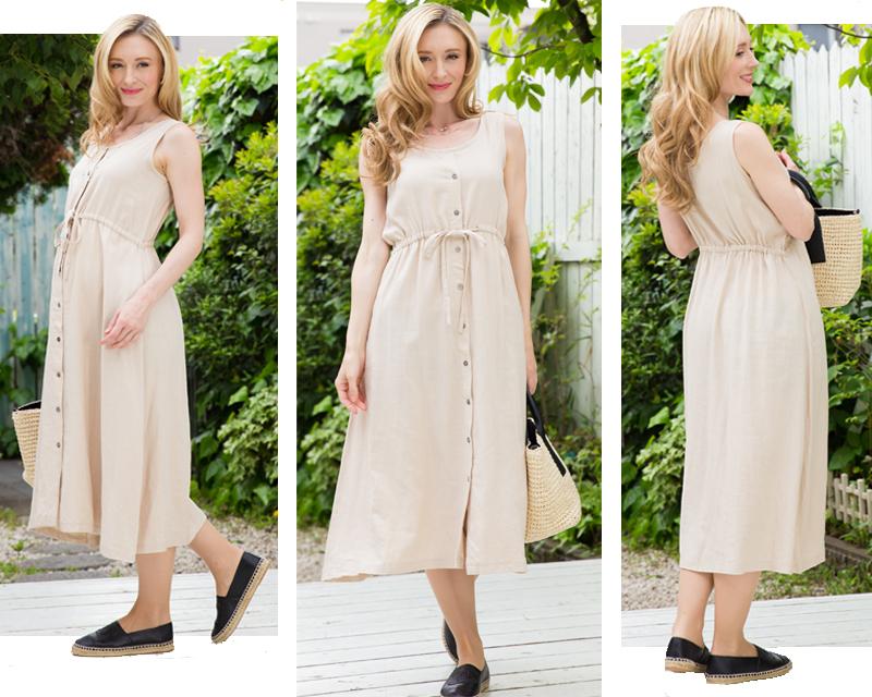 Linen Breastfeeding Dress. Maxi Pregnancy Dress. Pregnancy 100