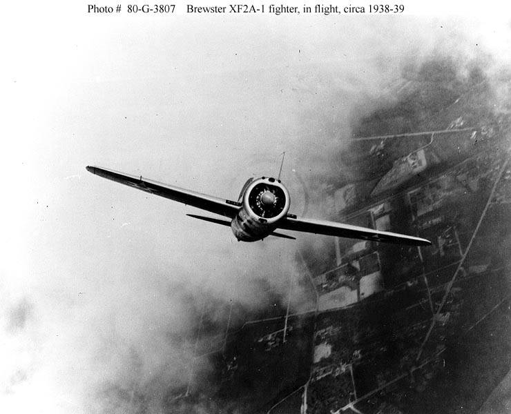 Brewster XF2A-1 en vuelo, hacia 1938-39