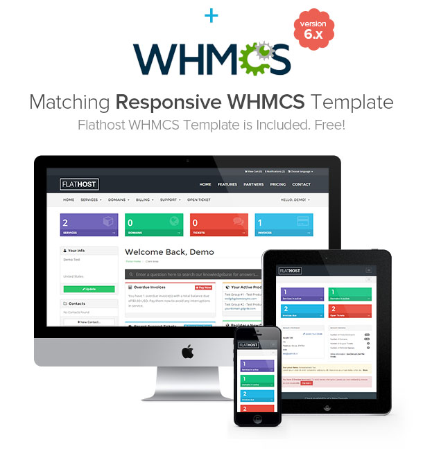 FlatHost Responsive Hosting Template with WHMCS - 3