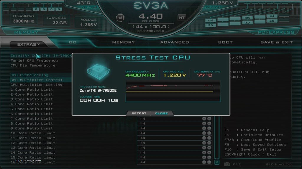 EVGA X299 DARK CPU Stress Test