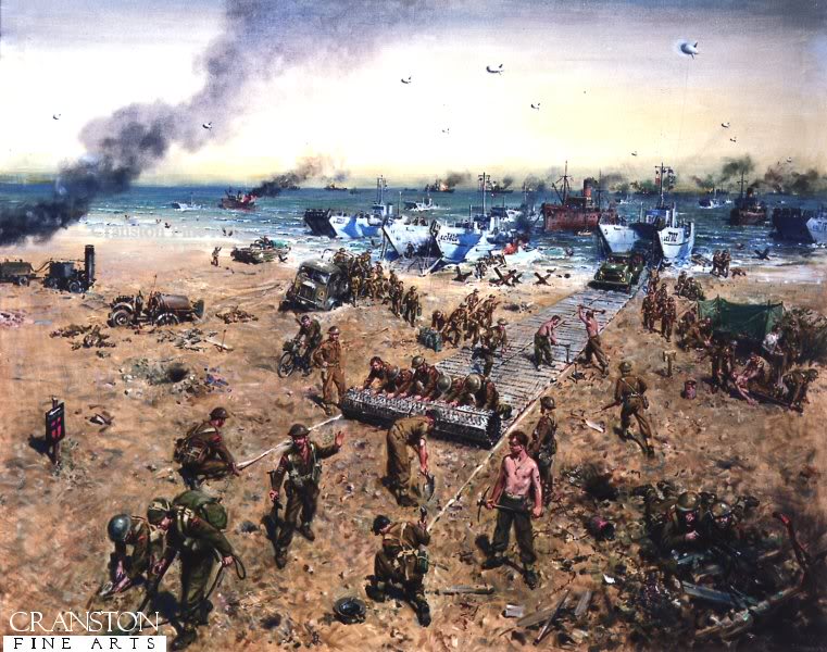 Zapadores en la playa Sword. Normandía, Francia, 6 de junio de 1944