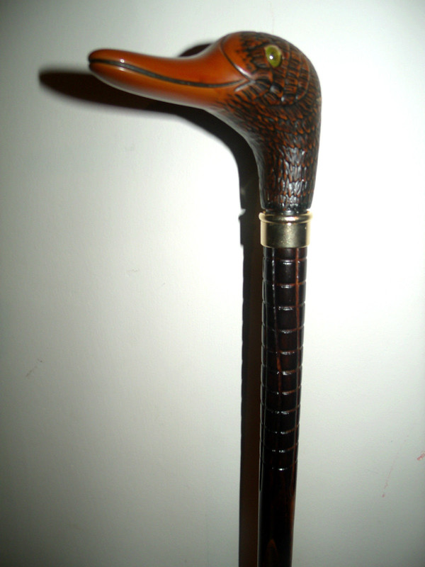 Brown Duck Head Handle Walking Stick Animal Collectable Cane Carved