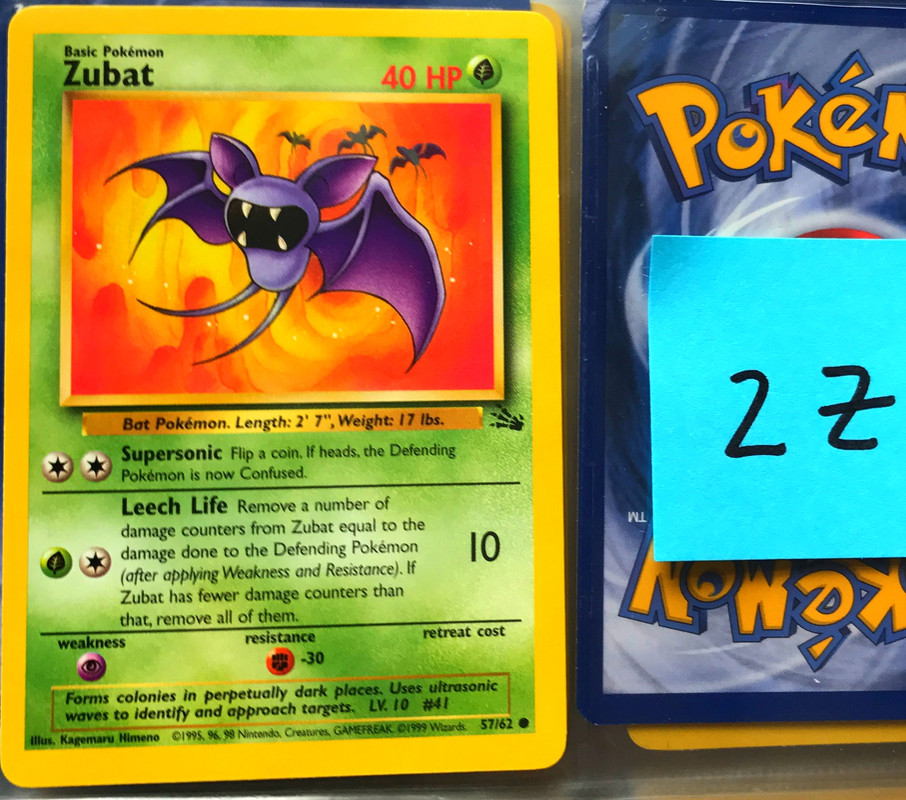 ZUBAT 57//62 NM-M Fossil Base Set Pokemon Card