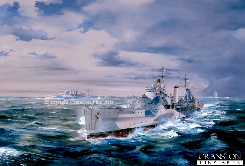 El HMS Belfast, junto al HMS Sheffield y el HMS Norfolk, durante la Batalla de Cabo Norte