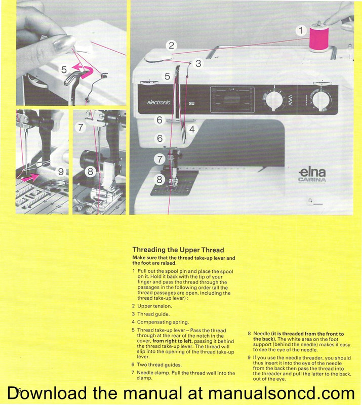 How to thread the Elna Carina Electronic SU sewing machine