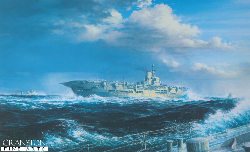La Fuerza H en acción. El HMS Ark Royal, junto al HMS Sheffield y el HMS Renown navegando con mar fuerte