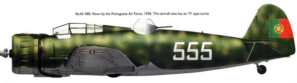 Breda Ba.65 con torreta tipo M de la Fuerza Aérea portuguesa. 1938