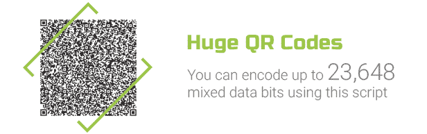 You can encode up to 23,648 mixed data bits using this script.