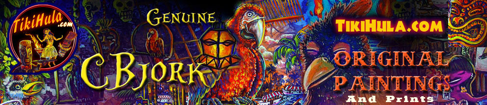 Tiki Surf Glowing Reef Hawaiian Island Lava Polynesian Art Painting CBjork PRINT