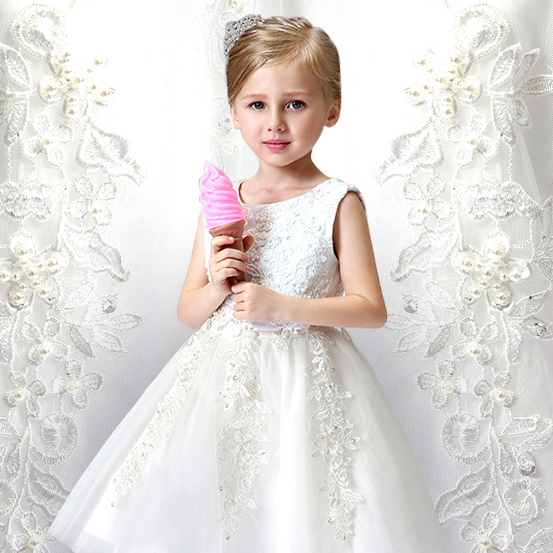 Flower girl formal dress white colour 80-140cm - PartyLook