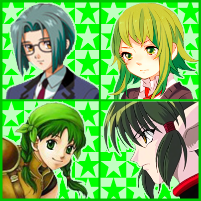 personajes de anime verde