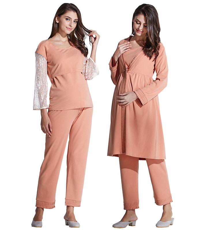 Pyjama femme enceinte, 3 pièces/ensemble, vêtements de maternité