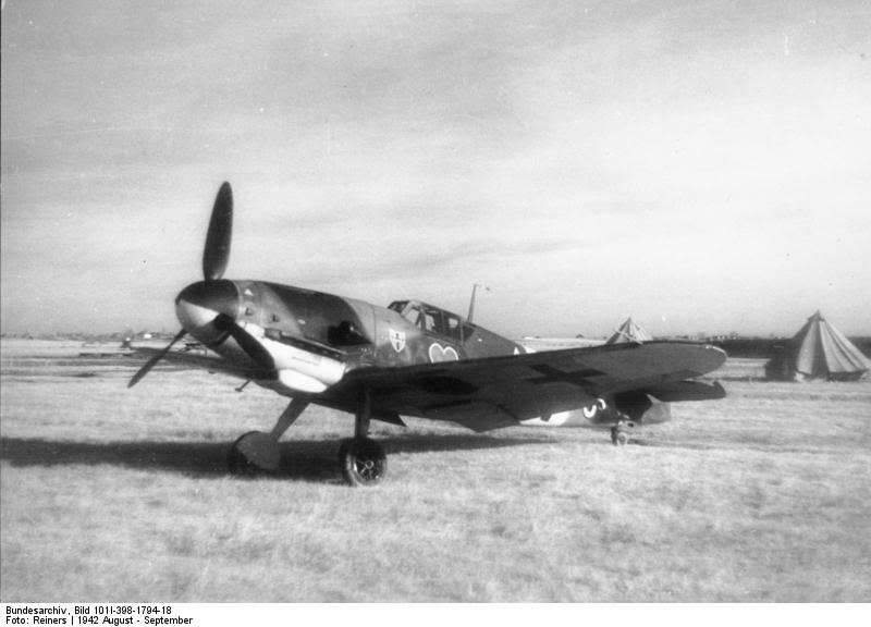 Bf-109 G del JG 54 Grünherz en tierra, agosto o septiembre de 1942