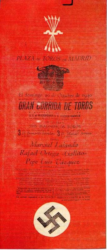 Cartel de la corrida de toros que se celebró en la Plaza de las Ventas en Madrid el 20 de octubre de 1940